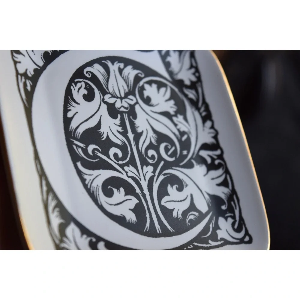 Rosanna Lithographie Initial C Trinket Dish OS White Black Gold Excellent Tray